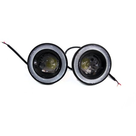 RACE SPORT Universal Round 2.5In Fog Projector Kit W/ Red Halo Ring Pr RS-2.5R-FOG